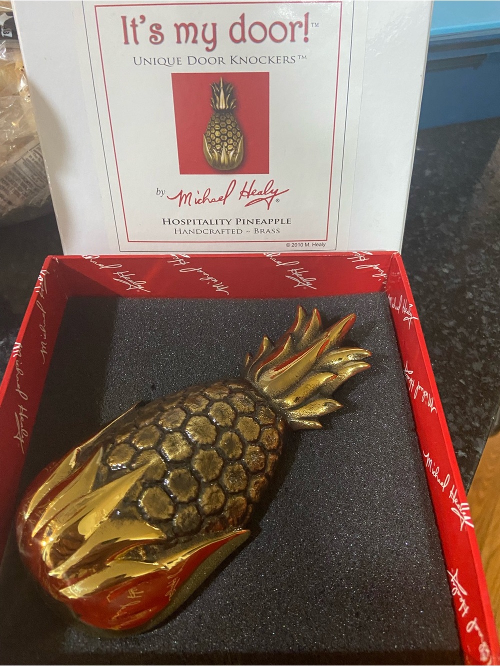 Michael Healy Pineapple Door Knocker, Brass